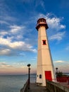 Wawatam Lighthouse in St. Ignace, Michigan harbor Royalty Free Stock Photo