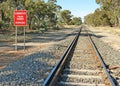 Red and white Commence Train Order Working sign and railway track Royalty Free Stock Photo