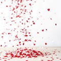 Red and white confetti explodes isolated on white background Royalty Free Stock Photo