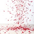 Red and white confetti explodes isolated on white background Royalty Free Stock Photo