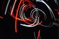 Red and white curved lines, light painting Royalty Free Stock Photo