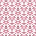 Red and white damask stylized seamless pattern, vector