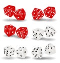 Red and white dice on a white background Royalty Free Stock Photo