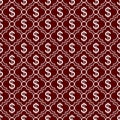 Red and White Dollar Sign Pattern Repeat Background