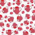 Red and white dots milk jug seamless repeat pattern print background Royalty Free Stock Photo