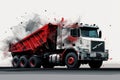 A Red And White Dump Truck On A Gray Background Royalty Free Stock Photo