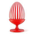 Red and white Easter egg on ceramic holder. 3D Royalty Free Stock Photo