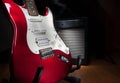 Red and white electric guitar Royalty Free Stock Photo