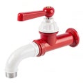 Red and white faucet with white handle isolated Royalty Free Stock Photo