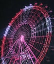 Red and White Ferris Wheel at Night Royalty Free Stock Photo
