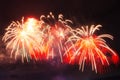 An red an white firework explosion in the night sky Royalty Free Stock Photo