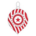 Red And White Firework Pattern Christmas Ball Icon In Flat