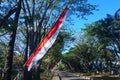 The red and white flag of the Indonesian flag is flying Royalty Free Stock Photo