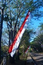 The red and white flag of the Indonesian flag is flying Royalty Free Stock Photo