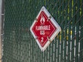 A red and white Flammable Gas warning sign Royalty Free Stock Photo