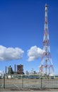 Flare mast at oil refinery in Port of Antwerp, Belgium