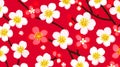 Red white floral pattern Royalty Free Stock Photo