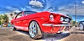 Red and white Ford Mustang