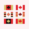 Red, white, and golden Canadian flags set