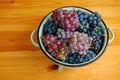 Grapes on wooden table