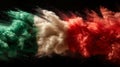 Red, white and green color powder explosion in the shape of Italy flag on black background 4 Royalty Free Stock Photo