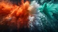 Red, white and green color powder explosion in the shape of Italy flag on black background 3 Royalty Free Stock Photo