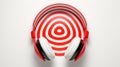 Hypnotic Red And White Headphones - Minimalist Optical Illusion Design Royalty Free Stock Photo