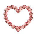 Red and white heart shaped frame made of lolipops with space for Royalty Free Stock Photo