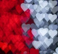 Red and white hearts bokeh as background for Valentine's day Royalty Free Stock Photo