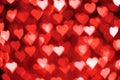 Red and white hearts bokeh as background for Valentine's day Royalty Free Stock Photo
