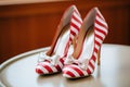 Red And White Highheeled Shoes