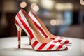 Red And White Highheeled Shoes