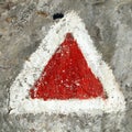 Red and white hiking trail signs symbols Royalty Free Stock Photo