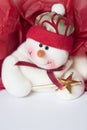 Red and white holiday snowman background.