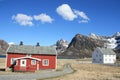 Red and white houses of Flakstad Royalty Free Stock Photo