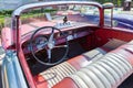 Red and white interior of the classic American car in Havana Royalty Free Stock Photo