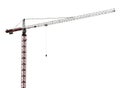 Red and white isolated hoisting crane