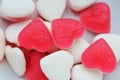 love heart Red and white jelly sweets candy