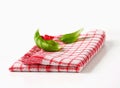 Red and white kitchen tea towel Royalty Free Stock Photo