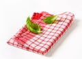 Red and white kitchen tea towel Royalty Free Stock Photo