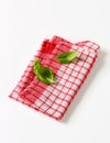 Red and white kitchen tea towel Royalty Free Stock Photo
