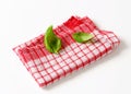 Red and white kitchen tea towel Royalty Free Stock Photo