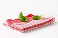 Red and white kitchen tea towel Royalty Free Stock Photo