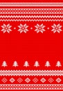 Red and white knitted background