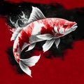 Red and white koi fish illustration