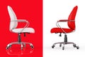 Red and White Leather Boss Office Chairs. 3d Rendering Royalty Free Stock Photo