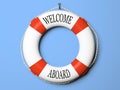 Red and white life buoy