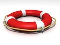 Red and white lifebuoy on white background Royalty Free Stock Photo