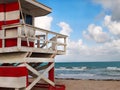 Red and White Lifeguard Shack