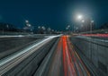 Red and White light trails of cars on a freeway Royalty Free Stock Photo